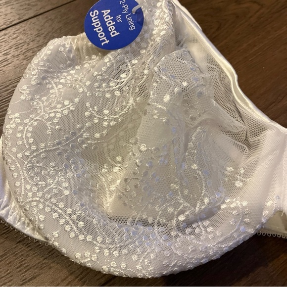 Playtex Bra Sheer Sexy Full Figure 2-Ply Lining Embroidered Style T006 White 42C - Picture 3 of 10